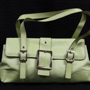 MAXX New York Lime Green Pebbled Croc Leather Handbag